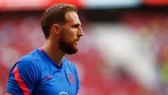 Jan Oblak of Atletico de Madrid looks on during spanish league, La Liga Santander, football match played between Atletico de Madrid and Elche CF at Wanda Metropolitano Stadium on August 22, 2021, in Madrid, Spain.
 AFP7 
 22/08/2021 ONLY FOR USE IN SPAIN