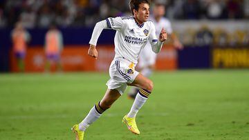 Aug 19, 2022; Carson, California, USA; Los Angeles Galaxy midfielder Riqui Puig (6) in action against the Seattle Sounders during the second half at Dignity Health Sports Park. Mandatory Credit: Gary A. Vasquez-USA TODAY Sports