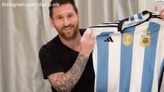 La reacción de Messi al ver la nueva camiseta de Argentina 