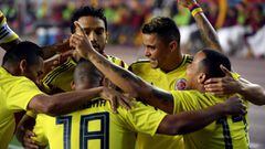 Colombia celebra uno de los goles marcados ante China.