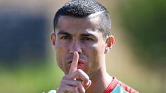 Cristiano Ronaldo in Portugal training on Wednesday.