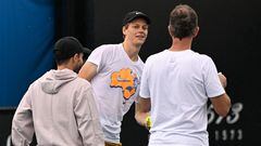 Jannik Sinner, durante una entrenamiento en el Open de Australia.