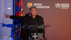El presidente del FC Barcelona, Joan Laporta, participa en el acto del fundación de FC BARCELONA hoy, en Nueva York (EEUU). EFE/ Angel Colmenares