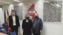 Jes&uacute;s Peramos, Cristina Moreno y Pablo &Aacute;lvarez (vicepresidente de la ADFM) en la sede de la FMM