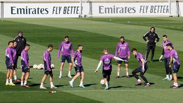 Los jugadores del Real Madrid, durante un entrenamiento.