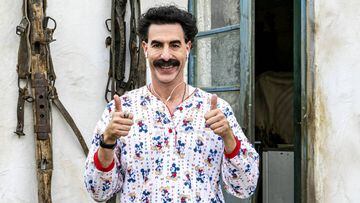 Esta imagen publicada por Amazon Studios muestra a Sacha Baron Cohen en una escena de &quot;Borat Subsequent Moviefilm&quot;.