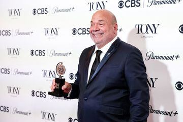 Casey Nicholaw poses with the award for Best Choreography for "Some Like it Hot" at the 76th Annual Tony Awards in New York City, U.S., June 11, 2023. REUTERS/Amr Alfiky