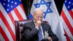 U.S. President Joe Biden pauses during a meeting with Israeli Prime Minister Benjamin Netanyahu, as they discuss the ongoing conflict between Israel and Hamas, in Tel Aviv, Israel, Wednesday, Oct. 18, 2023. Miriam Alster/Pool via REUTERS