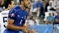 Graziano Pelle of Italy reacts during the UEFA EURO 2016 quarter final match between Germany and Italy at Stade de Bordeaux in Bordeaux, France, 02 July 2016.