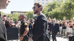 Sergio Ramos, a su llegada al S&aacute;nchez Pizju&aacute;n. 