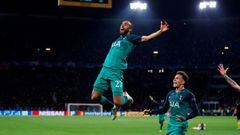 Lucas Moura, jugador del Tottenham, celebra el gol anotado ante el Ajax en las semifinales de Champions League 2018/2019.