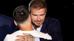 Beckham y Messi, en la presentación del argentino con el Inter Miami.