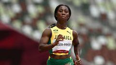 Jamaica&#039;s Shelly-Ann Fraser-Pryce competes in the women&#039;s 100m heats during the Tokyo 2020 Olympic Games at the Olympic Stadium in Tokyo on July 30, 2021. (Photo by Jewel SAMAD / AFP)