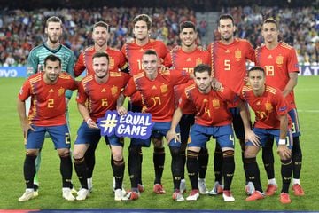Spain team before the UEFA Nations League soccer match between Spain and England, played at Benito Villamarin Stadium, in Seville, Spain, on Monday, October 15, 2018.