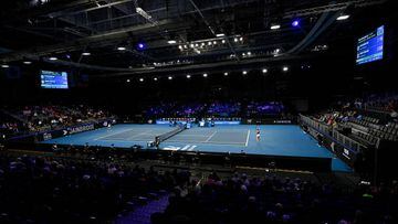 GLASGOW, SCOTLAND - NOVEMBER 08: A general view of the match between Yulia Putintseva and Katie Boulter during a Billie Jean King Cup match between Kazakhstan and Great Britain at the Emirates Arena, on November 08, 2022, in Glasgow, Scotland.  (Photo by Rob Casey/SNS Group via Getty Images)