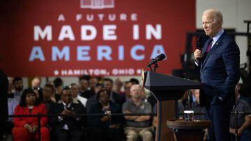 HAMILTON, OHIO - MAY 6: President Joe Biden speaks at United Performance Metals in Hamilton, Ohio on May 06, 2022. (Photo by Megan Jelinger/Anadolu Agency via Getty Images)