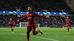 Soccer Football - Champions League - Group A - Rangers v Liverpool - Ibrox Stadium, Glasgow, Scotland, Britain - October 12, 2022  Liverpool's Mohamed Salah celebrates scoring their sixth goal Action Images via Reuters/Lee Smith