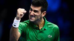 Novak Djokovic celebra un punto durante las ATP Finals de Turín.