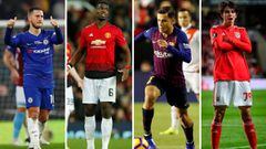 Hazard (Chelsea), Pogba (Manchester United), Coutinho (Barcelona) and Joao Félix (Benfica) are among the players who could cost over 100m euros this summer.