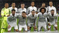 Once titular del Real Madrid ante el Athletic: Keylor Navas, Pepe, Kroos, Varane, Benzema, Cristiano; Isco, Kovacic, Bale, Marcelo y Carvajal.