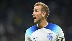 MILAN, ITALY - SEPTEMBER 23: Harry Kane of England reacts during the UEFA Nations League League A Group 3 match between Italy and England at San Siro on September 23, 2022 in Milan, Italy. (Photo by Chris Ricco - The FA/The FA via Getty Images )