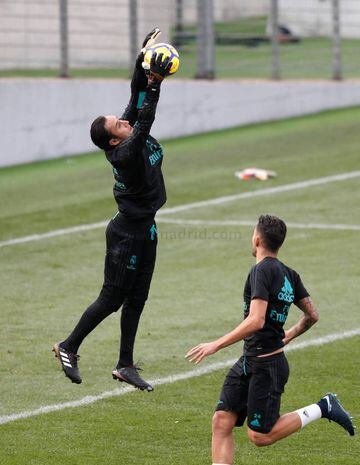Keylor Navas, en el entrenamiento del Real Madrid.