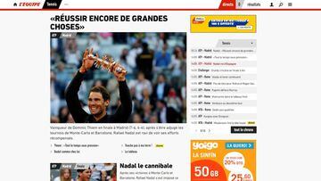 L&acute;&Eacute;quipe recogi&oacute; en su p&aacute;gina web el triunfo de Rafa Nadal en el Mutua Madrid Open.