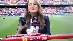 Pitchside journalist struck by ball live on air says she's fine
