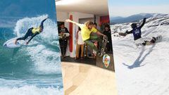 El surfista Yago Dom&iacute;nguez surfeando en Santander, el skater Ale Romo patinando en un bowl indoor y la snowboarder Iara Dom&iacute;nguez ripando en la estaci&oacute;n de esqu&iacute; de Alto Campoo. Todos ellos, durante la celebraci&oacute;n de la 
