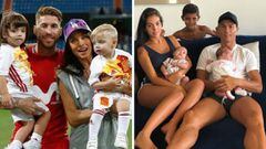 Imágenes de Sergio Ramos con Pilar Rubio y sus dos hijos y de Cristiano Ronaldo con Georgina Rodríguez y sus tres hijos.