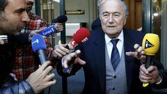 Former FIFA President Sepp Blatter leaves  the Court of Arbitration for Sport (CAS) where he was cited as a witness in an appeal of UEFA President Michel Platini against FIFA&#039;s ethics committee&#039;s ban,