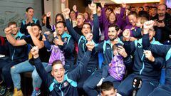 Celebraci&oacute;n del Becerril tras el sorteo de la primera eliminatoria de la Copa del Rey.