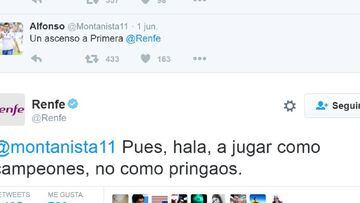 Renfe la lía en Twitter: llama "pringaos" al Real Zaragoza