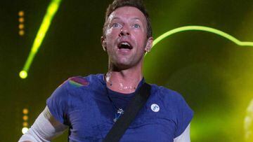 Chris Martin de Coldplay durante el &#039;A Head Full Of Dreams&#039; Tour en el estadio de Ciudad de La Plata, Argentina. Noviembre 14, 2017.