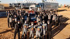 El equipo Audi celebra una de sus victorias en el Dakar.