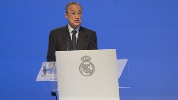 Florentino P&eacute;rez, en la Asamblea de Compromisarios del Real Madrid de este domingo. 