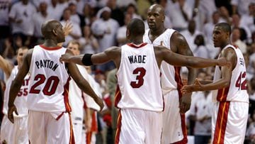 Wade lideró una remontada histórica en las Finales de 2006 ante los Mavs de Nowitzki. Fue el primer anillo que conquistaron los Heat: Riley, Shaq, Payton...