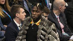 CHARLOTTE, NORTH CAROLINA - FEBRUARY 17: Antonio Brown attends the 68th NBA All-Star Game on February 17, 2019 in Charlotte, North Carolina.   Jeff Hahne/Getty Images/AFP == FOR NEWSPAPERS, INTERNET, TELCOS &amp; TELEVISION USE ONLY ==
