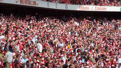 Arsenal fans at the Emirates stadium, London.
