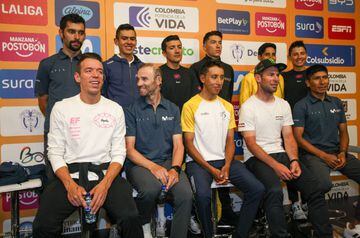 Alejandro Valverde, en la presentación del Tour de Colombia con los corredores principales de la carrera