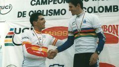 En los Mundiales de Muitama 1995 (Colombia), Abraham Olano fue el primer español en convertirse en campeón del mundo de ciclismo en ruta, logro redondeado con la plata de Indurain. Años más tarde, Igor Astarloa (1) y Óscar Freire (3) lograrían cuatro títulos más para el ciclismo español.