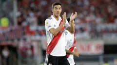 BUENOS AIRES, ARGENTINA - FEBRUARY 26: Ignacio Fernandez of River Plate applauds during a match between River Plate and Arsenal as part of Liga Profesional 2023 at Estadio Mas Monumental Antonio Vespucio Liberti on February 26, 2023 in Buenos Aires, Argentina. (Photo by Daniel Jayo/Getty Images)