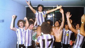 TOKYO, JAPAN - SEPTEMBER 07: Argentina captain Diego Maradona celebrates on the shoulders of team mates after they had beaten Russia 3-1 to win the 1979 FIFA World Youth Championships at the National Olympic Stadium on September 7, 1979 in Tokyo, Japan. (
