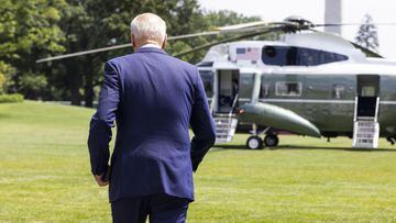 Washington (United States), 16/07/2021.- US President Joe Biden departs the White House in Washington, DC, USA, 16 July 2021, for a weekend in Camp David. (Estados Unidos) EFE/EPA/JIM LO SCALZO