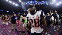 HOUSTON, TX - FEBRUARY 05:  James White #28 of the New England Patriots walks on the field after defeating the Atlanta Falcons 34-28 in overtime during Super Bowl 51 at NRG Stadium on February 5, 2017 in Houston, Texas.  (Photo by Mike Ehrmann/Getty Images)
