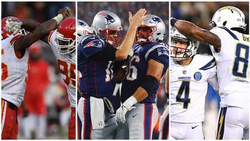 Kansas City Chiefs, New England Patriots y Los Angeles Chargers.