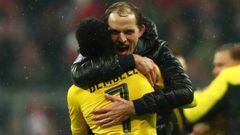 Thomas Tuchel y Ousmane Demb&eacute;l&eacute;, durante su etapa en el Borussia Dortmund.