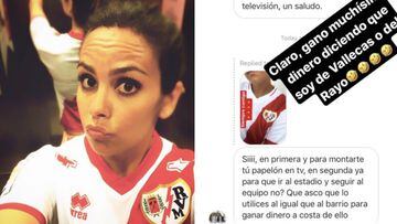 Cristina Pedroche, acusada en Instagram de &#039;utilizar&#039; al Rayo Vallecano. Foto: Instagram
