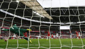 1-0. Daniel Sturridge opens the scoring at Wembley.