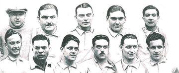 La selección francesa: de izquierda a derecha Henric, Wallet, Bertrand, Dauphin y Banide. Abajo, Villaaplane, Dutheil, Lieb, Nicolas, Veinante y Galey.